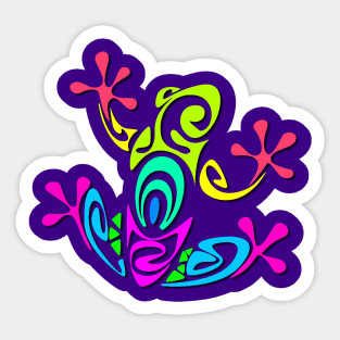 Colorful Tribal Frog Art Sticker